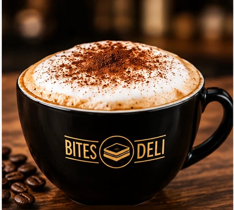 Cappuccino in a Bites Deli cup