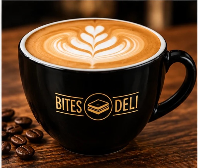 Flat white in a Bites Deli cup
