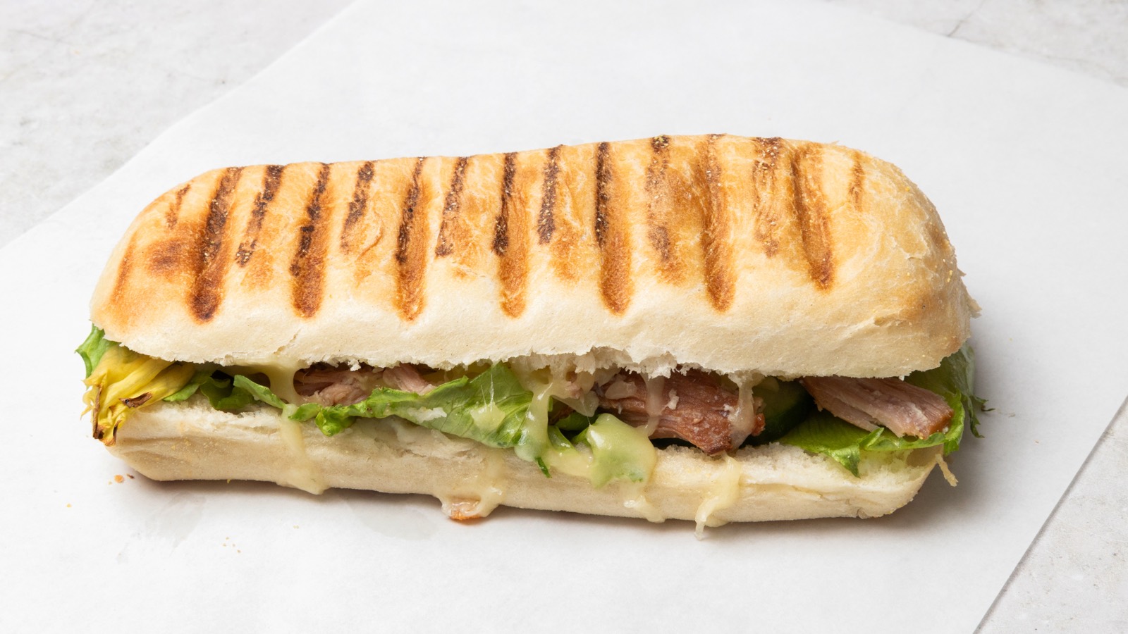 Toasted panini, pressed to order at Bites Deli